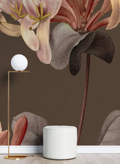 Fototapet personalizat floral cu flori texturate pe un fundal maro textured flowers