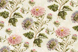 Tapet personalizat floral cu flori inflorite roz si lila pe un fundal deschis pink bull's eye