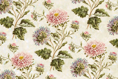 Tapet personalizat floral cu flori inflorite roz si lila pe un fundal deschis pink bull's eye