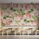 Tapet personalizat floral cu bujori infloriti rozalii in stil retro retro peony