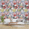 Tapet personalizat floral cu flori intr un pastel retro retro pastel flowers