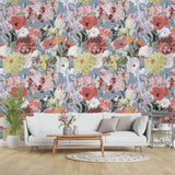 Tapet personalizat floral cu flori intr un pastel retro retro pastel flowers