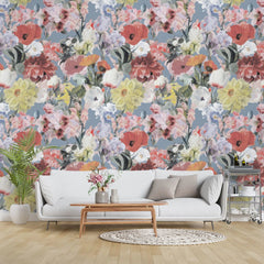 Tapet personalizat floral cu flori intr un pastel retro retro pastel flowers