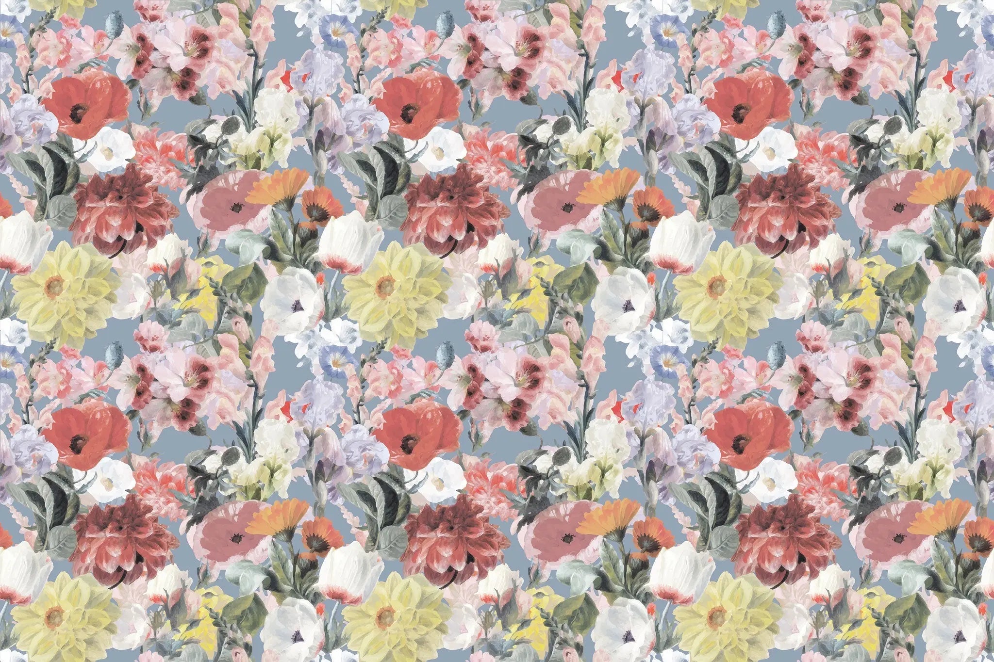 Tapet personalizat floral cu flori intr un pastel retro retro pastel flowers
