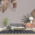Tapet personalizat floral cu un pastel de flori pe fundal bej inchis pastel flower wall