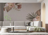 Tapet personalizat floral cu un pastel de flori pe fundal bej inchis pastel flower wall