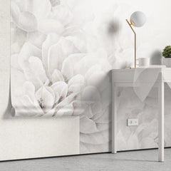 Tapet personalizat floral cu flori albe intr o atmosfera de vis white dream