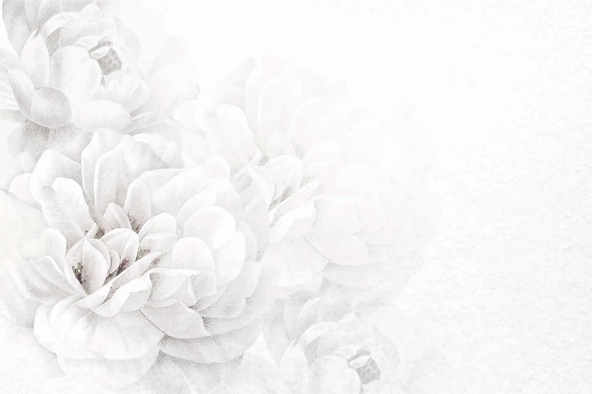 Tapet personalizat floral cu flori albe intr o atmosfera de vis white dream