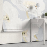 Tapet personalizat floral cu flori de mac albe white poppy