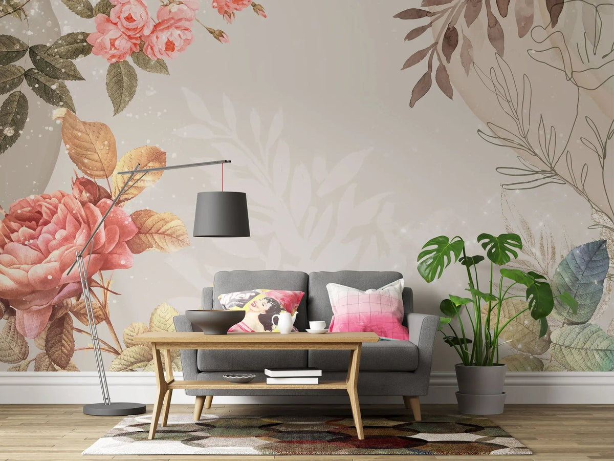 Tapet personalizat floral cu selecte de flori portretizate artistic art selection