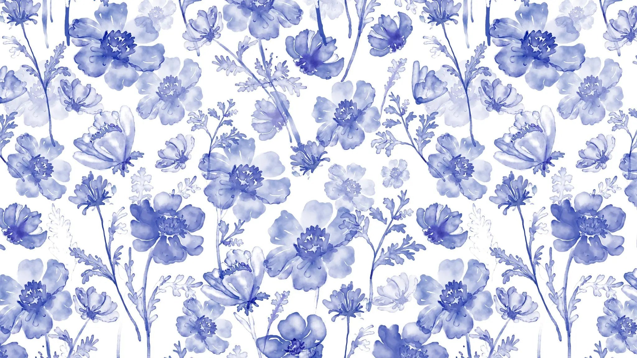 Tapet personalizat floral cu flori albastre de primavara pe un fundal alb blue spring