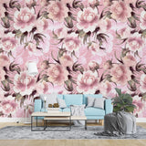Tapet personalizat floral cu tipar de flori cu petale roz pink pattern