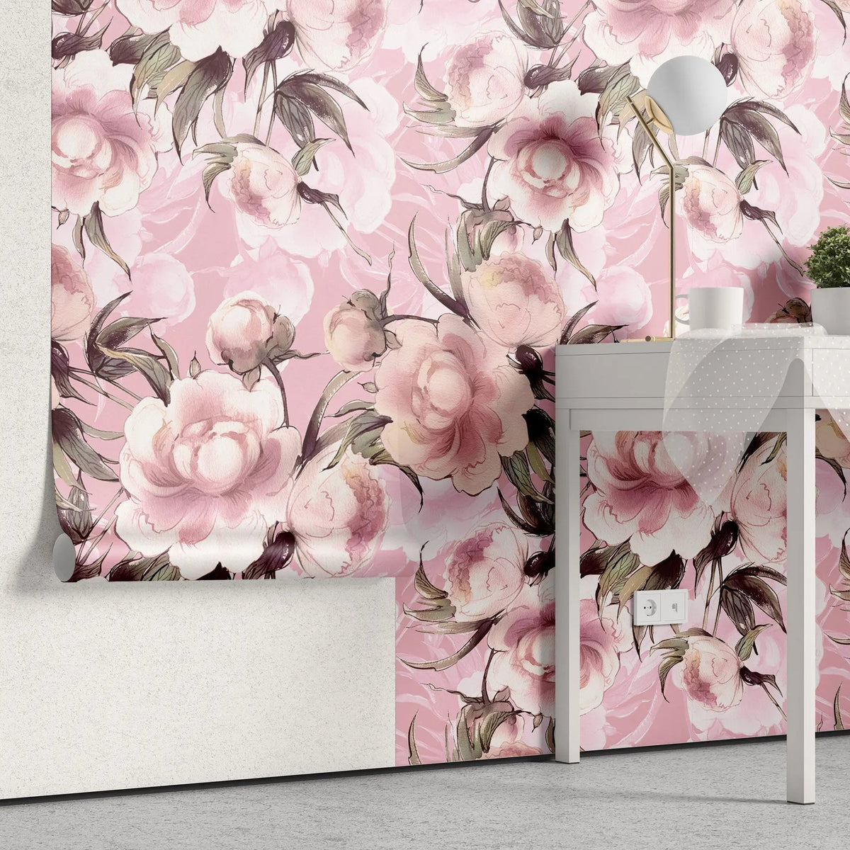 Tapet personalizat floral cu tipar de flori cu petale roz pink pattern