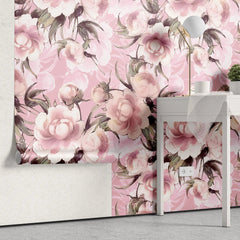 Tapet personalizat floral cu tipar de flori cu petale roz pink pattern