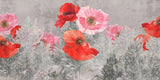Tapet personalizat floral cu floare de mac pe perete texturat concrete poppy bloom