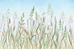 Tapet personalizat floral cu flori de camp si cer albastru serenity flower field