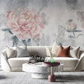 Tapet personalizat floral cu bujori infloriti pictati in pictura fada faded bloosom