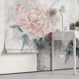 Tapet personalizat floral cu bujori infloriti pictati in pictura fada faded bloosom