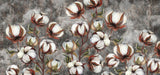 Tapet personalizat floral cu flori de bumbac pe un fundal inchis de beton concrete cotton flowers