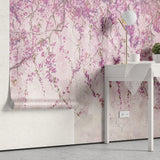 Tapet personalizat floral cu flori de wisteria in nuante de mov purple wistera