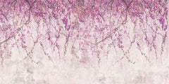 Tapet personalizat floral cu flori de wisteria in nuante de mov purple wistera