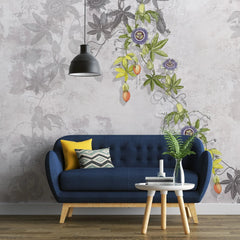 Tapet personalizat floral cu maces inflorit pe un fundal deschis bloomed rosehip light