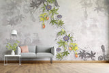 Tapet personalizat floral cu maces inflorit pe un fundal deschis bloomed rosehip light