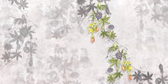 Tapet personalizat floral cu maces inflorit pe un fundal deschis bloomed rosehip light