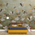 Tapet personalizat floral cu ciulini si fluturi thistle butterflies