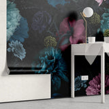 Tapet personalizat floral cu flori nocturne in nuante vivide night bloom