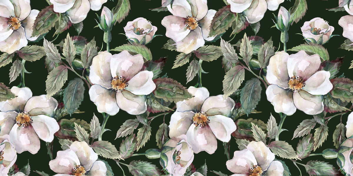 Wild Roses Dark Personalised Wallpaper