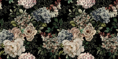 Tapet personalizat floral cu arangament floral cu trandafiri si hydrangea pe un fundal inchis hydrangea arrangement