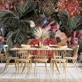 Tapet personalizat floral in stil baroc cu flori multicolore floral baroque