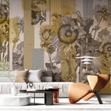 Tapet personalizat floral abstract cu flori de floarea soarelui sunflower tape