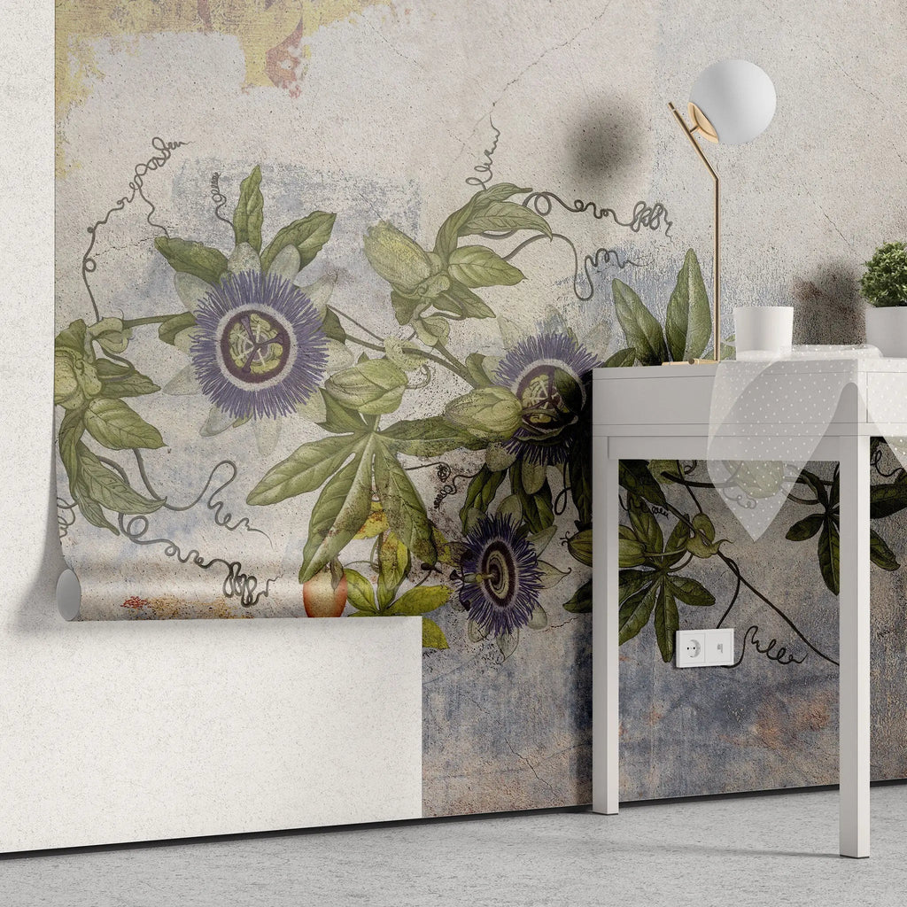 Tapet personalizat floral vintage cu flori de ciulin vintage thistle