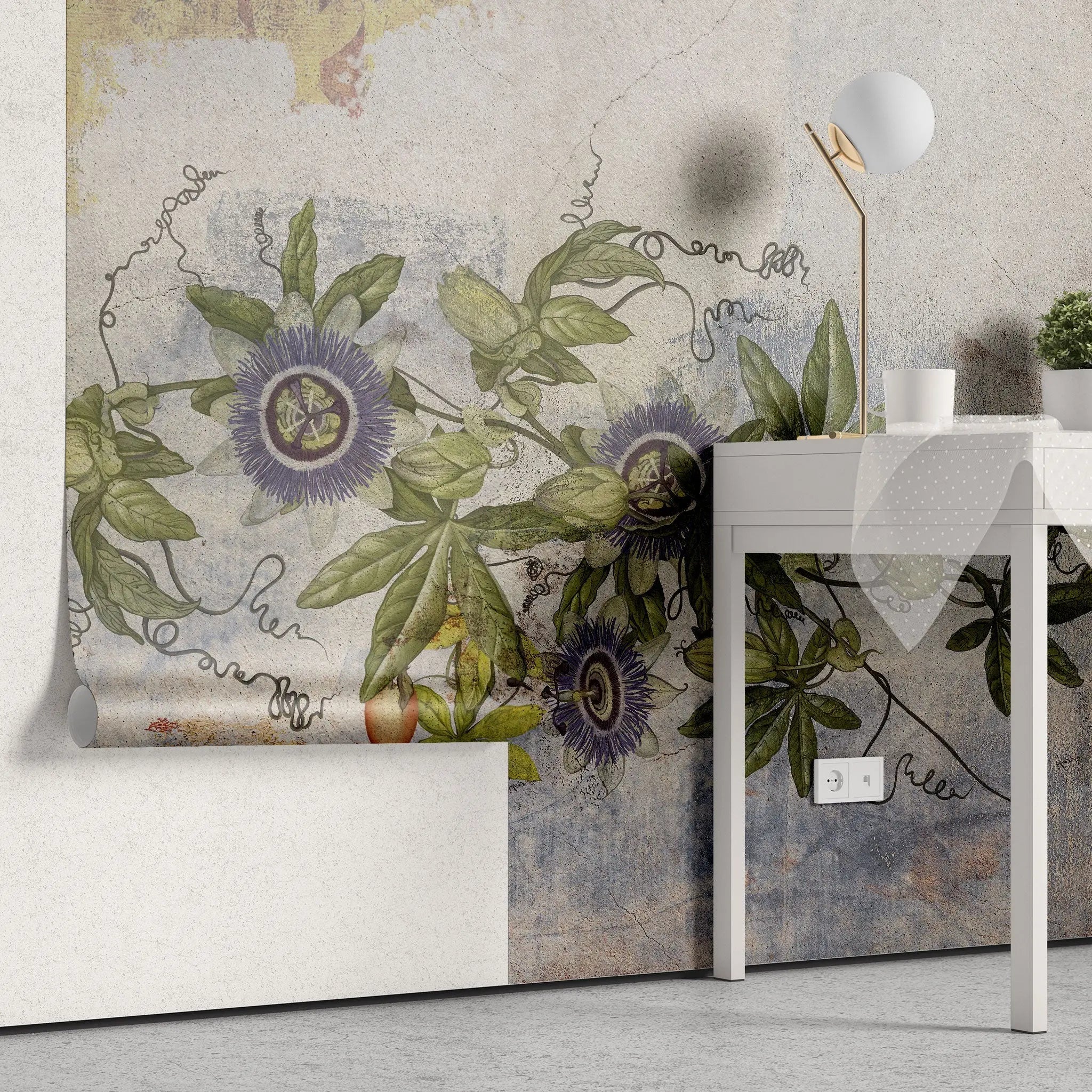 Tapet personalizat floral vintage cu flori de ciulin vintage thistle