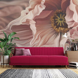 Tapet personalizat floral cu flori de mac roz pastel passion poppy