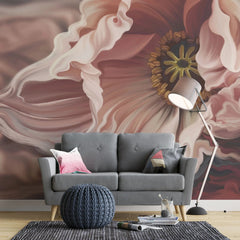 Tapet personalizat floral cu flori de mac roz pastel passion poppy