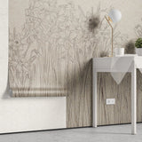 Tapet personalizat floral cu narcise desenate in creion daffodil sketch