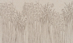 Tapet personalizat floral cu narcise desenate in creion daffodil sketch