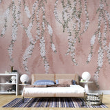 Tapet personalizat floral cu flori de iasomie stelata pe fundal rozaliu pink star jasmine