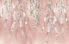 Tapet personalizat floral cu flori de iasomie stelata pe fundal rozaliu pink star jasmine