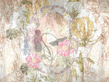 Tapet personalizat floral cu oglinda vintage si flori flower mirror