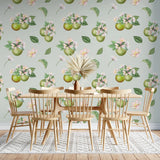 Tapet personalizat floral cu flori de mango pe un fundal albastru deschis mango flowers