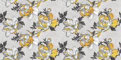Tapet personalizat floral cu flori galbene in fundal gri grey 'n yellow