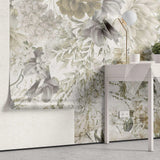 Tapet personalizat floral cu flori vesele in nuante estetice de bej grandmacore