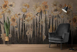 Tapet personalizat floral cu flori de narcisa in tonuri intunecate creand o atmosfera dramatica si sofisticata daffodil dark