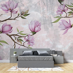 Tapet personalizat floral cu o ramura eleganta de magnolie cu flori delicate ce aduc rafinament si frumusete naturala magnolia branch
