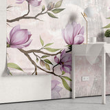 Tapet personalizat floral cu o ramura eleganta de magnolie cu flori delicate ce aduc rafinament si frumusete naturala magnolia branch