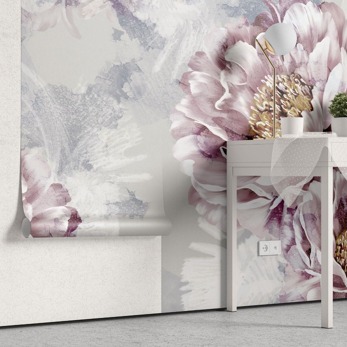 Tapet personalizat floral cu bujori infloriti in tonuri bogate si vibrante emanand eleganta si opulenta bloomed peonies